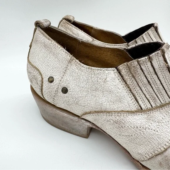 Matisse Roscoe Distressed Leather Almond Toe Heeled Western Bootie Cream Sz 8.5 - Picture 4 of 13